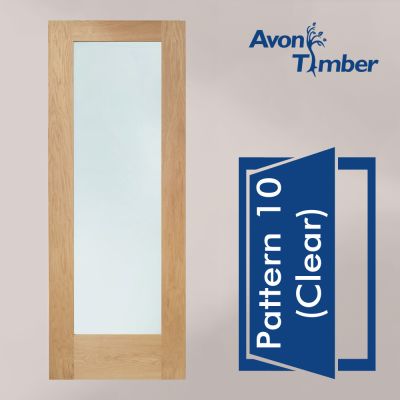 Oak Pre-Finished Internal Door: Type Pattern 10 with Clear Glass